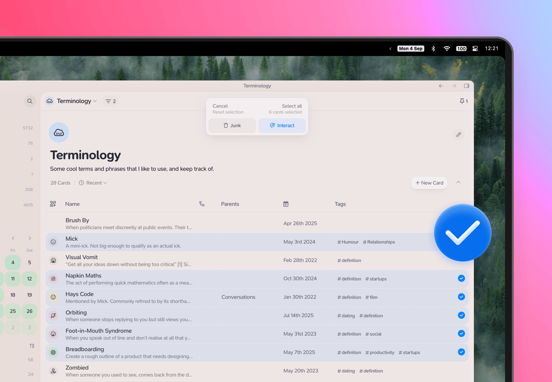 Table Layout - Supernotes
