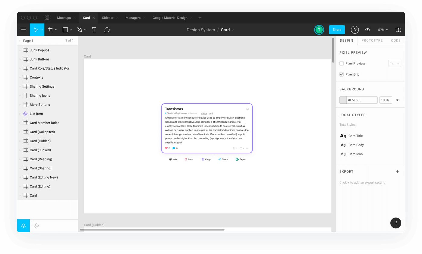 The new Supernotes card format mocked up in Figma