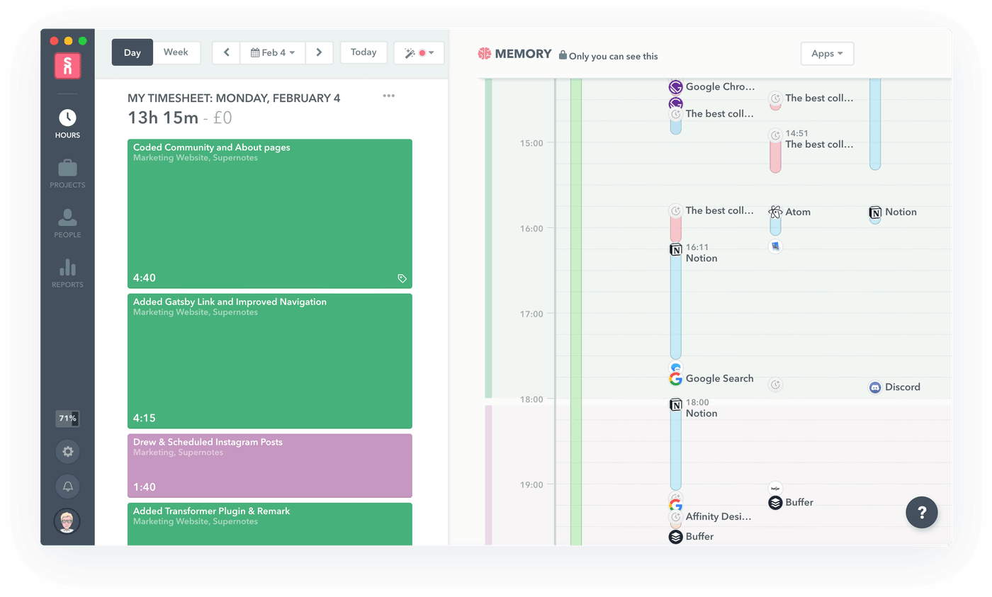 Filling a timely with my past activity as a reference