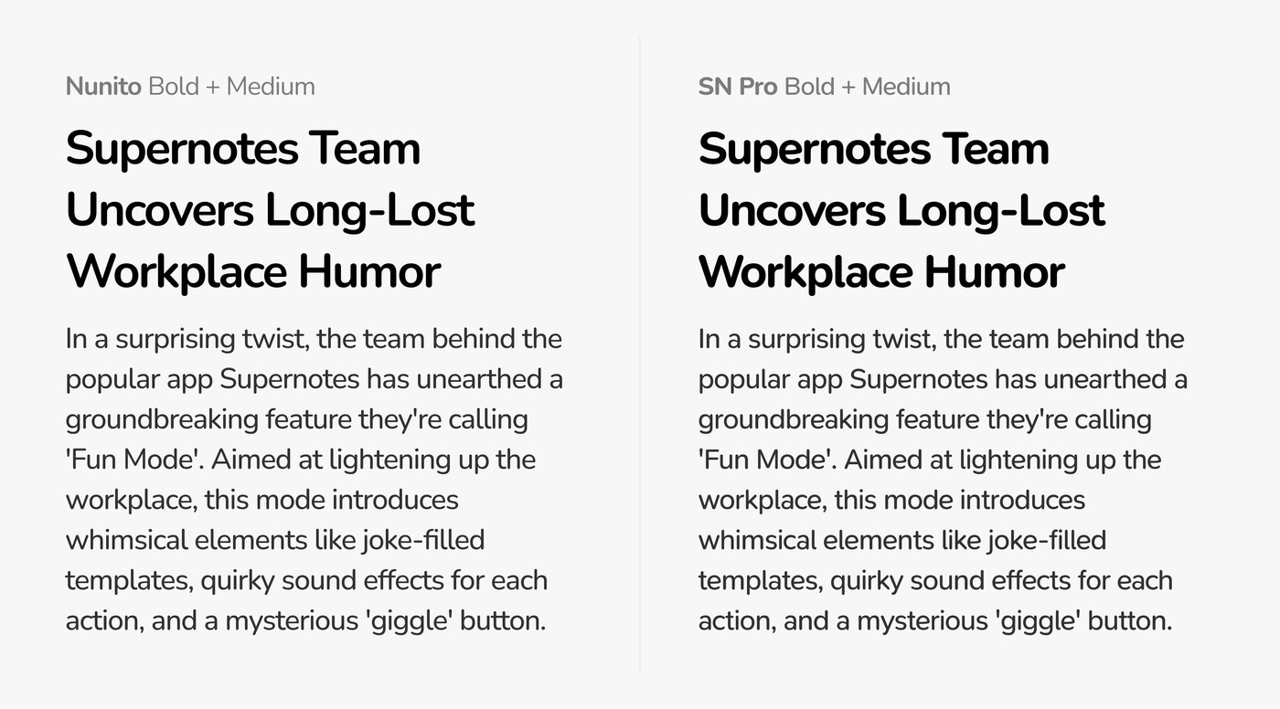 Comparison of Nunito and SN Pro